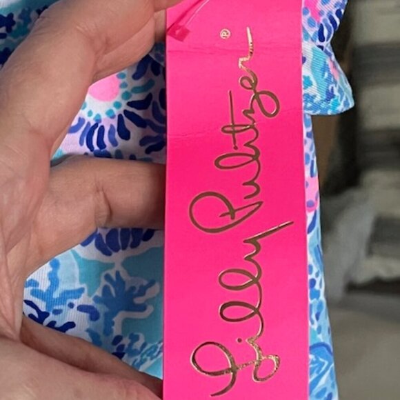Lilly Pulitzer Blue and Pink Billie Tank Top Blouse in Now You Sea Me Medium NWT - Picture 7 of 12